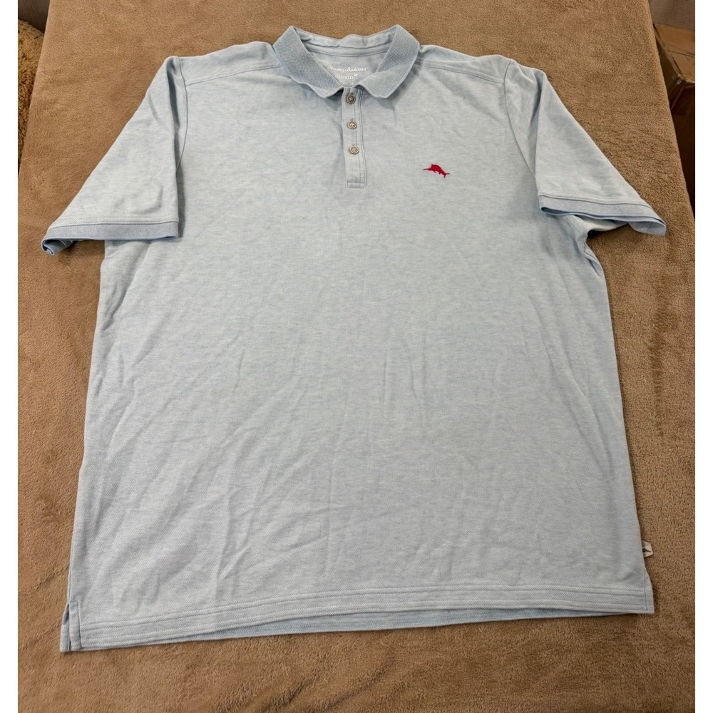 Tommy Bahama Island Zone polo Shirt Mens‎ XXL Light Blue Supima Cotton Blend